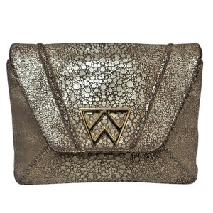 Kelly Wynne Women's Animal Print Gold Designer Clutch Purse Small